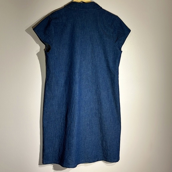 Anne Klein Jean V-neck Midi Dress Size 10 Cap Sleeves - Picture 6 of 6